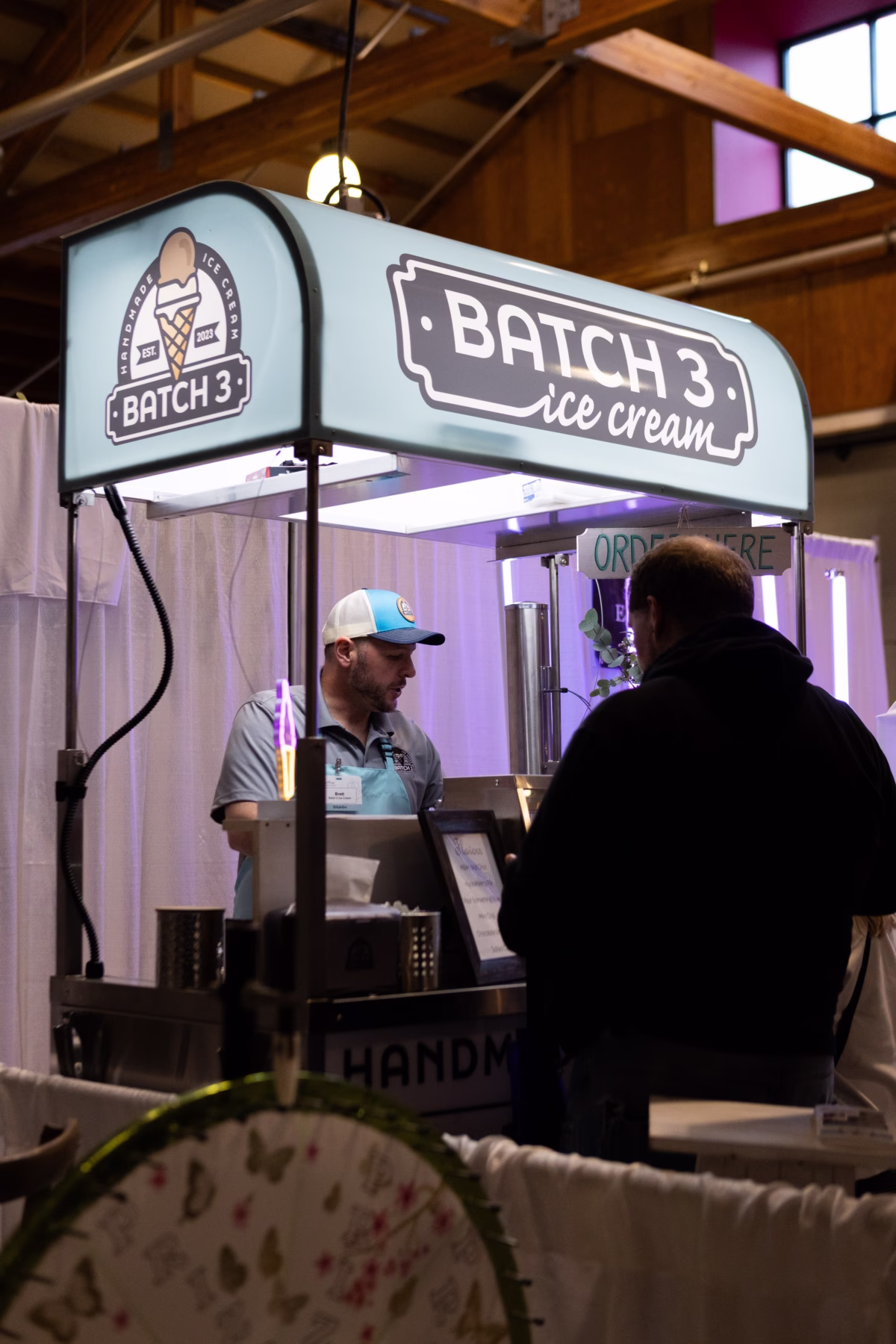 batch 3 ice cream vendor salem wedding show - October 2026 Batch 3 ice cream vendor serving treats at Salem Wedding Show in Oregon with professional cart display