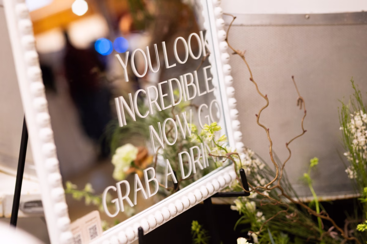 wedding signage salem oregon - October 2026 Wedding mirror signage with motivational message for Salem Oregon wedding show display